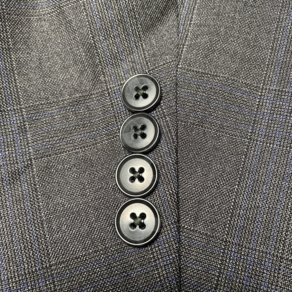 Peter Millar Blazer Sport Coat 48R 2B2V Wool Gray Blue Plaid - Picture 13 of 16